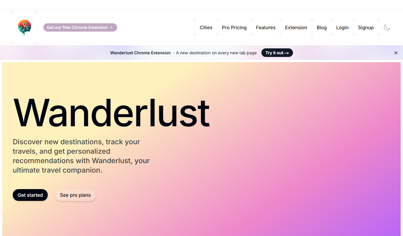 Screenshot of the Wanderlust Browser Extension V2 interface