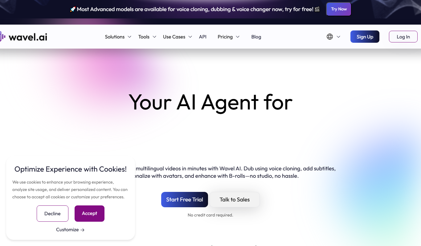 Screenshot of Wavel AI text to speech interface
