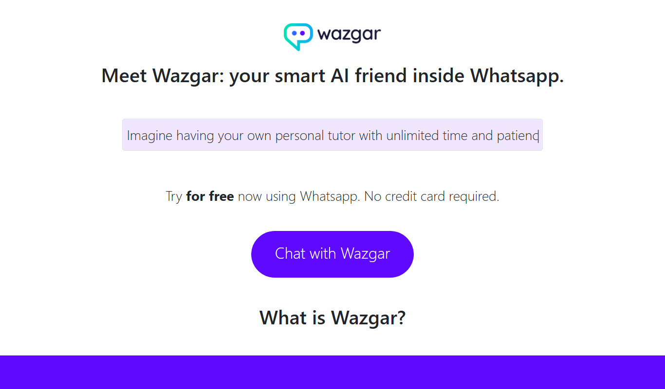 Wazgar – ChatGPT in Whatsapp app screenshot