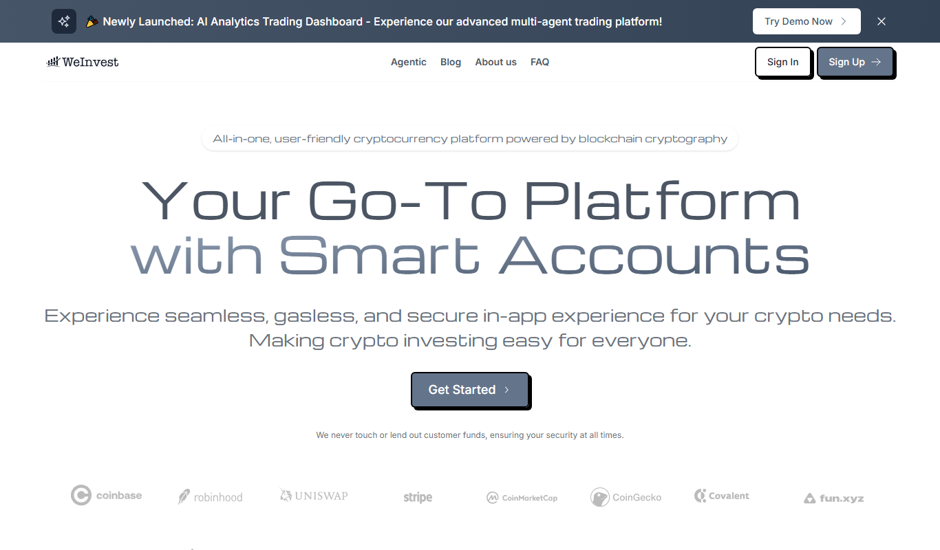 Screenshot of the WeInvest interface