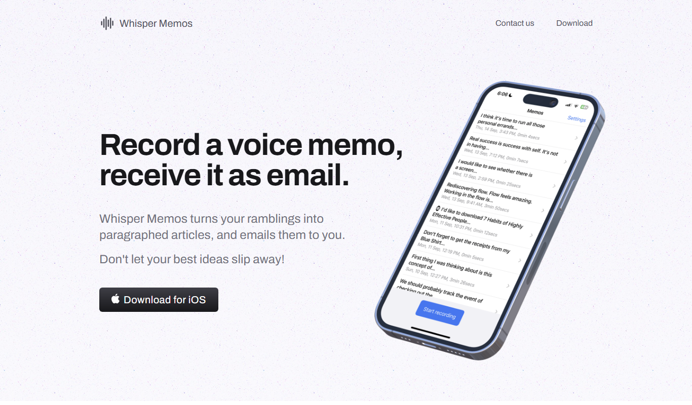 Whisper Memos app screenshot