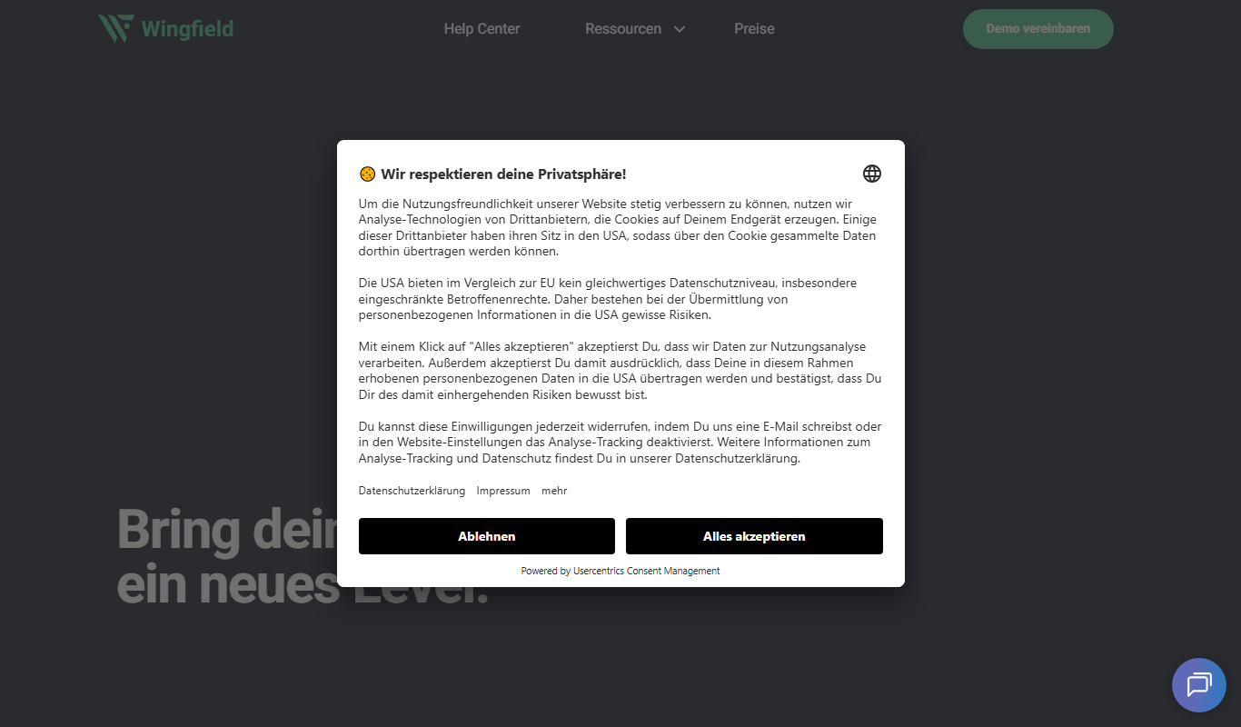wingfield.io app screenshot