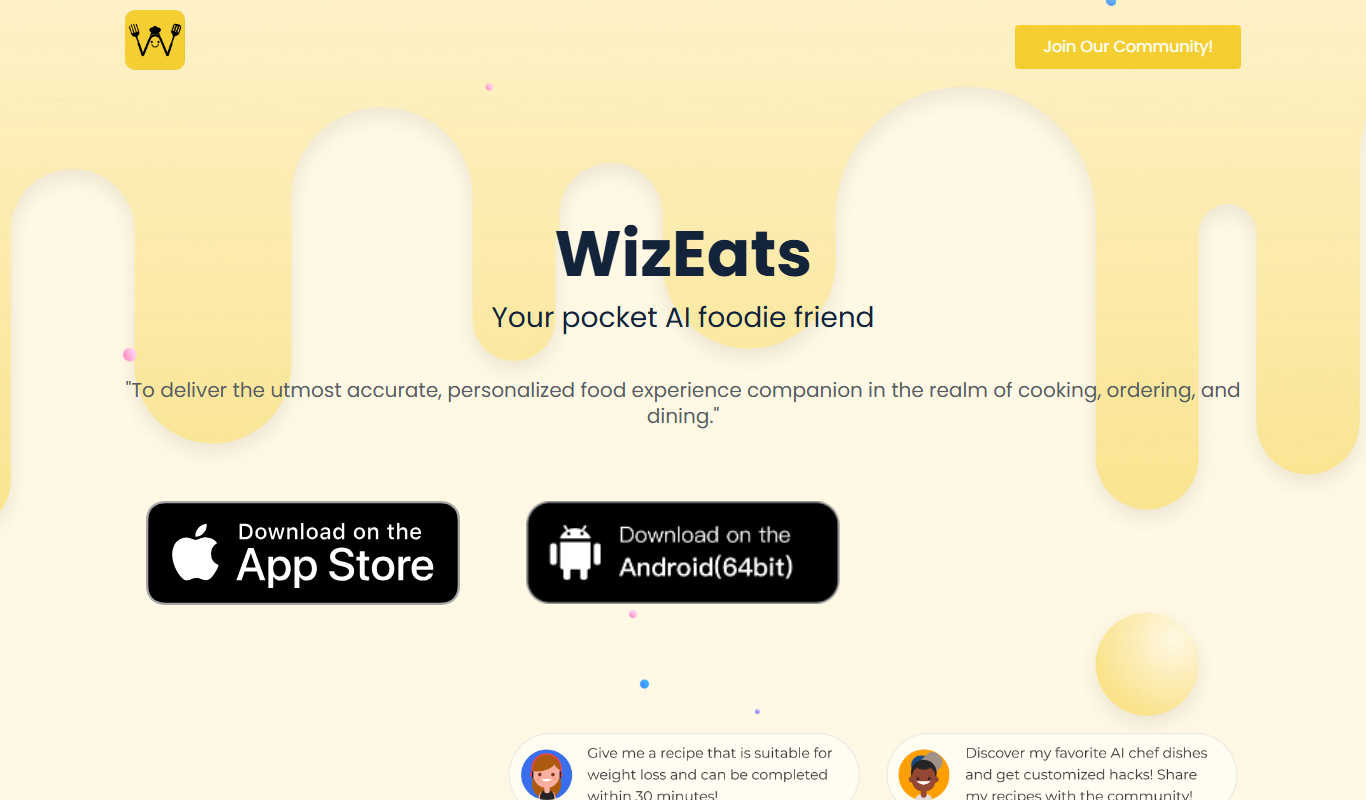 Screenshot of the WizEats interface