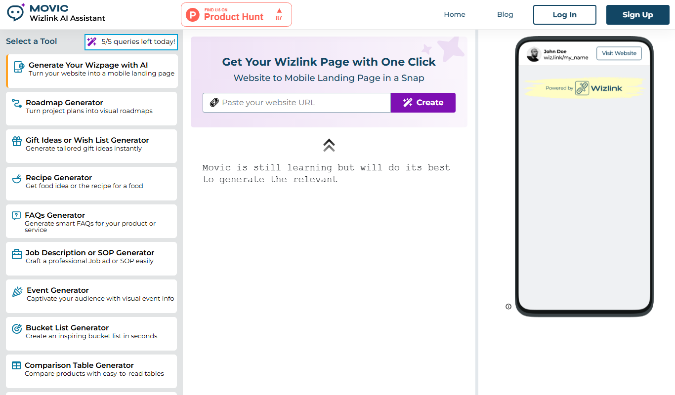 Wizlink AI app screenshot