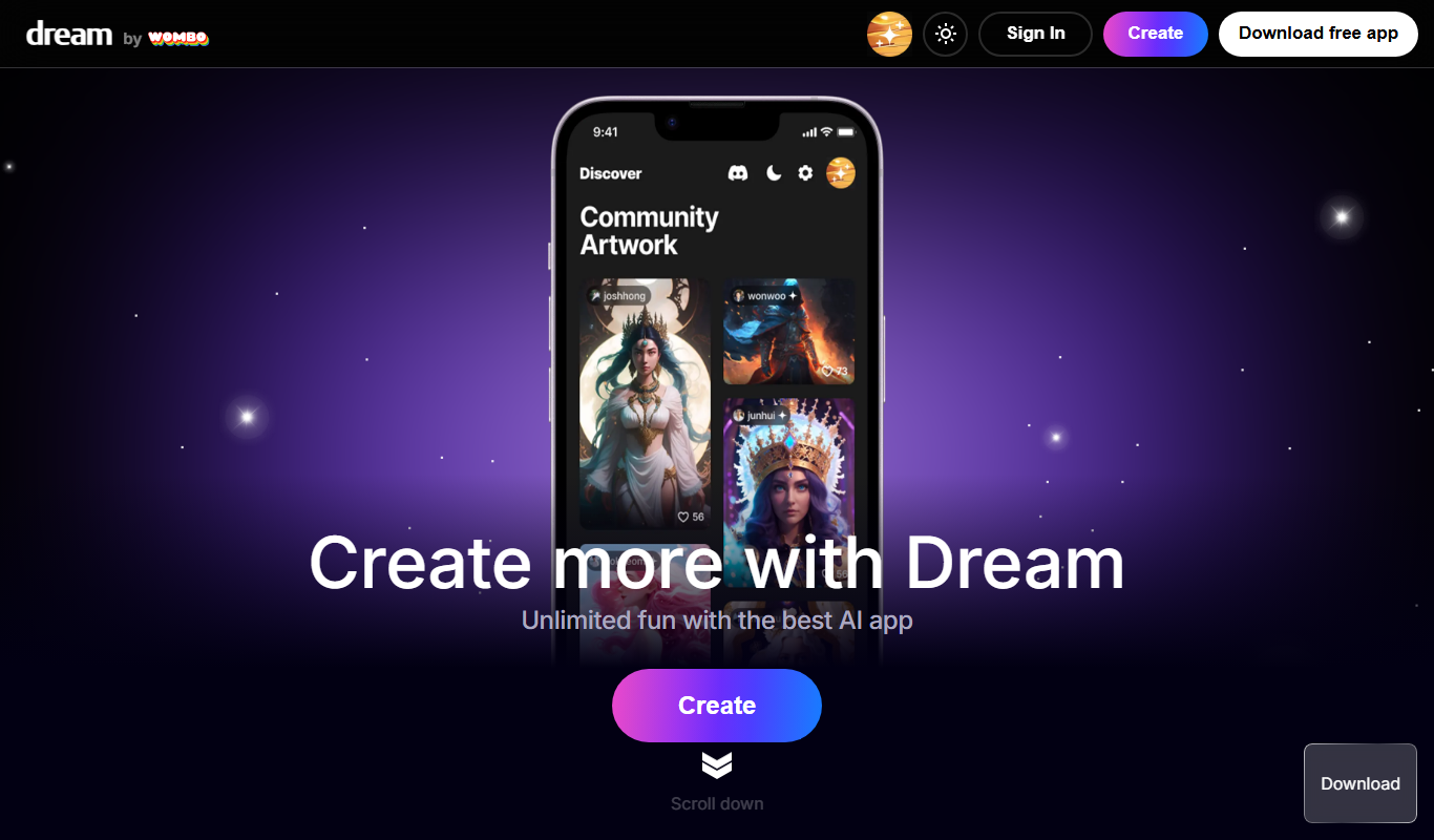 Wombo app screenshot