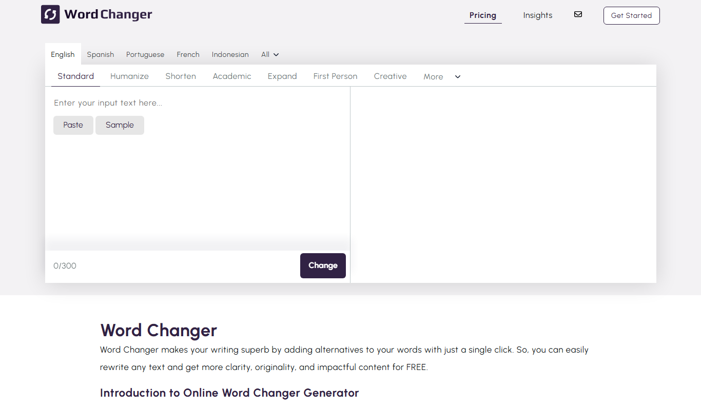 Word Changer app screenshot