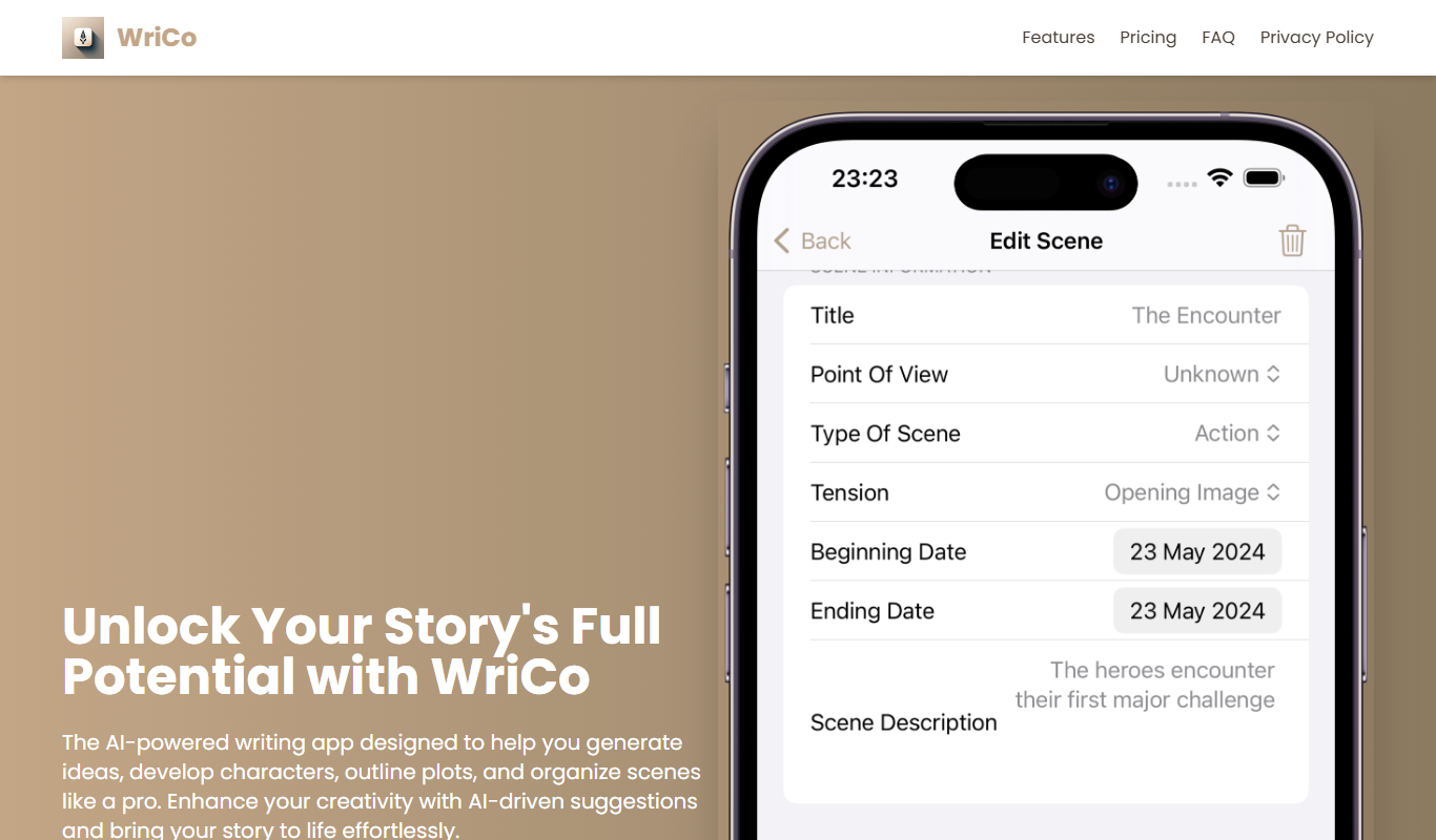WriCo app screenshot