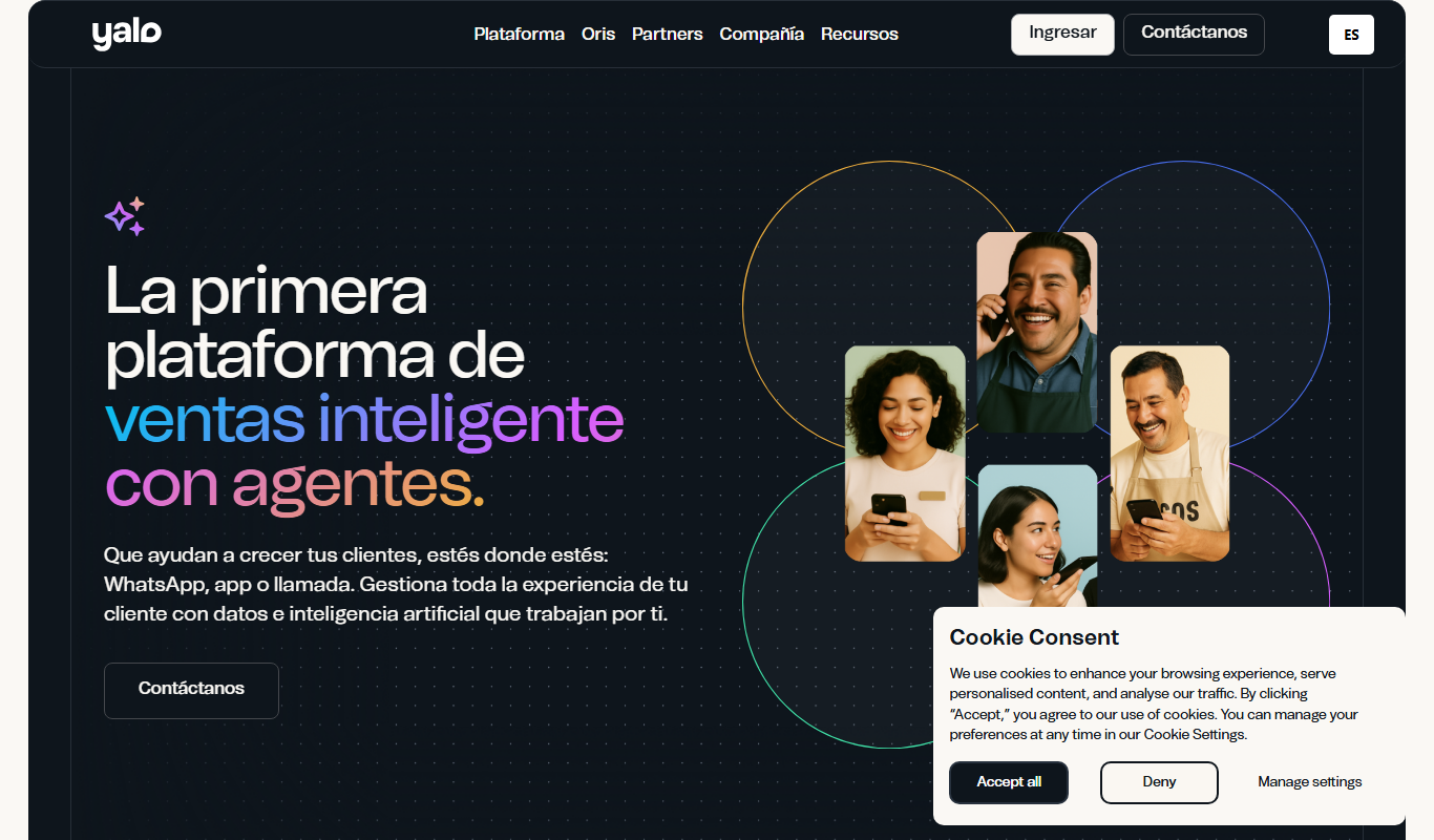 Screenshot of Yalo.ai conversational AI platform interface