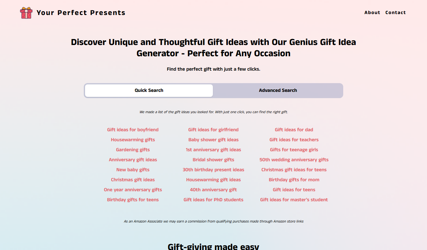 Your perfect presents app screenshot