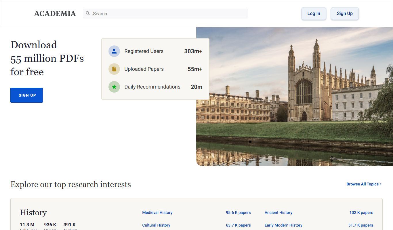 Screenshot of the Academia.edu interface