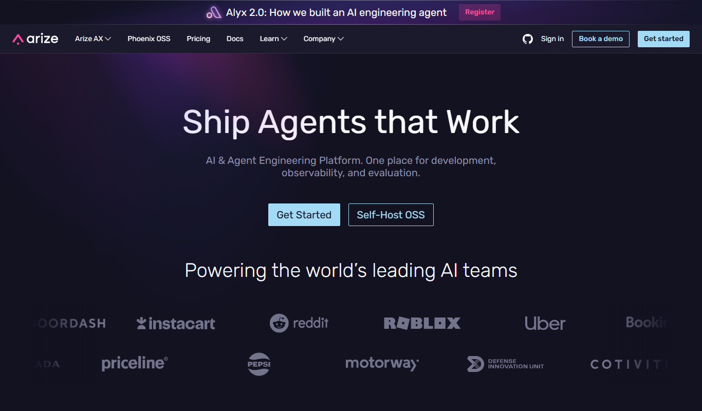 Arize AI app screenshot