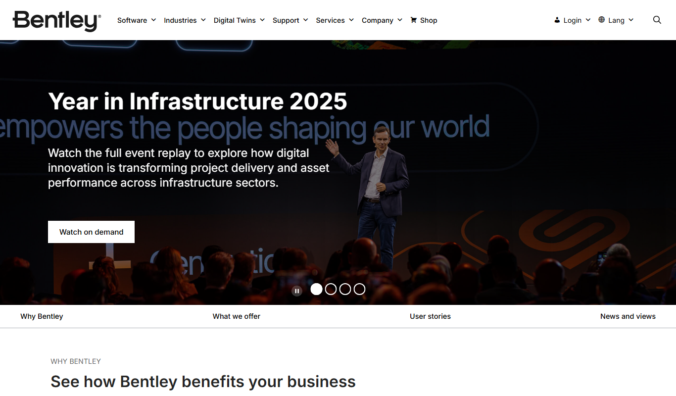 Bentley OpenRoads interface screenshot highlighting the main features and user experience