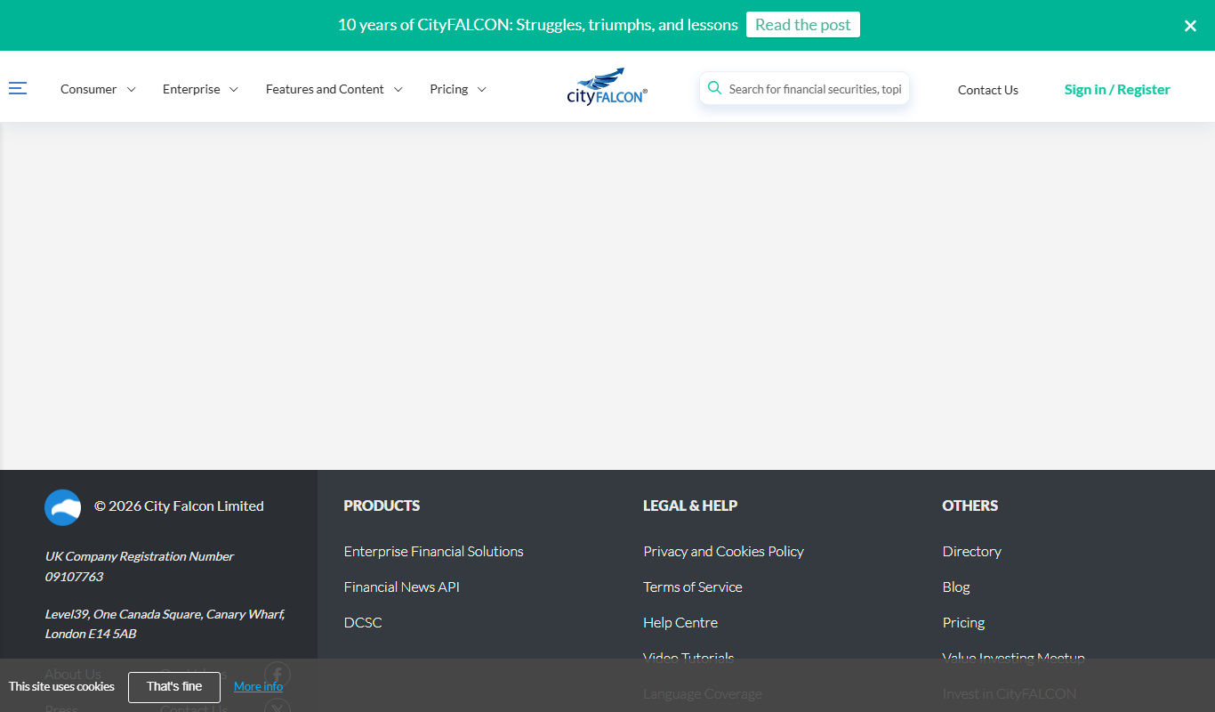 Screenshot of the cityfalcon.ai interface