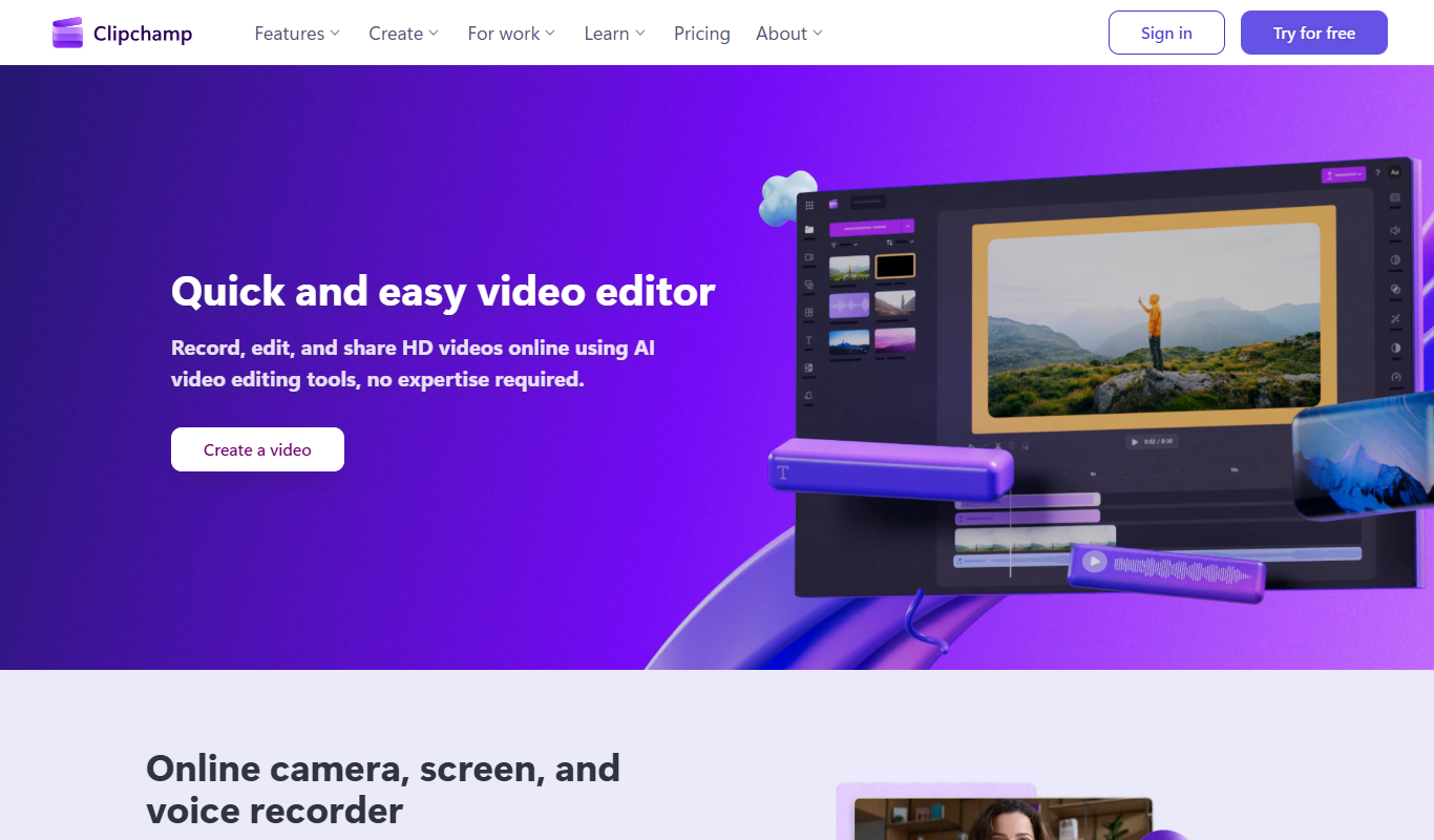 Clipchamp app screenshot