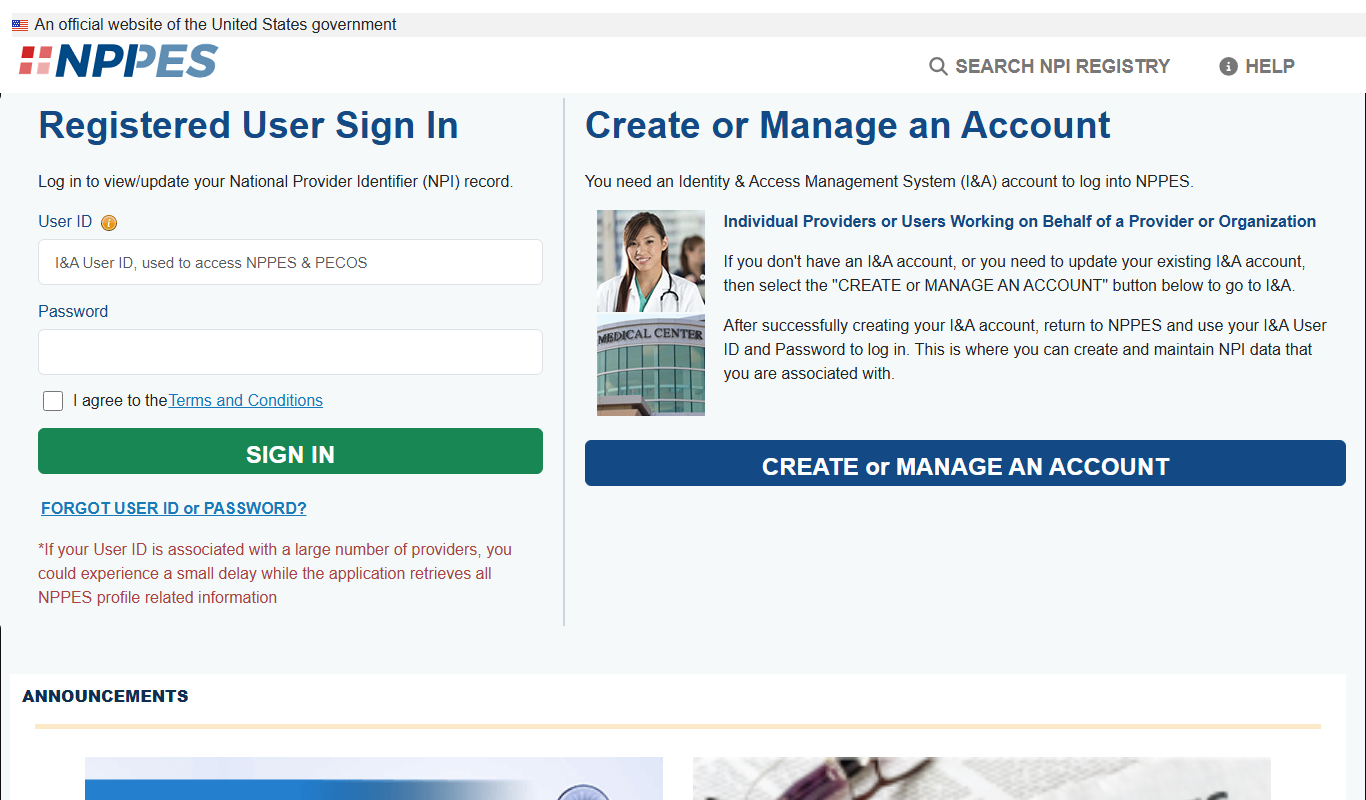 CMS NPI Registry app screenshot