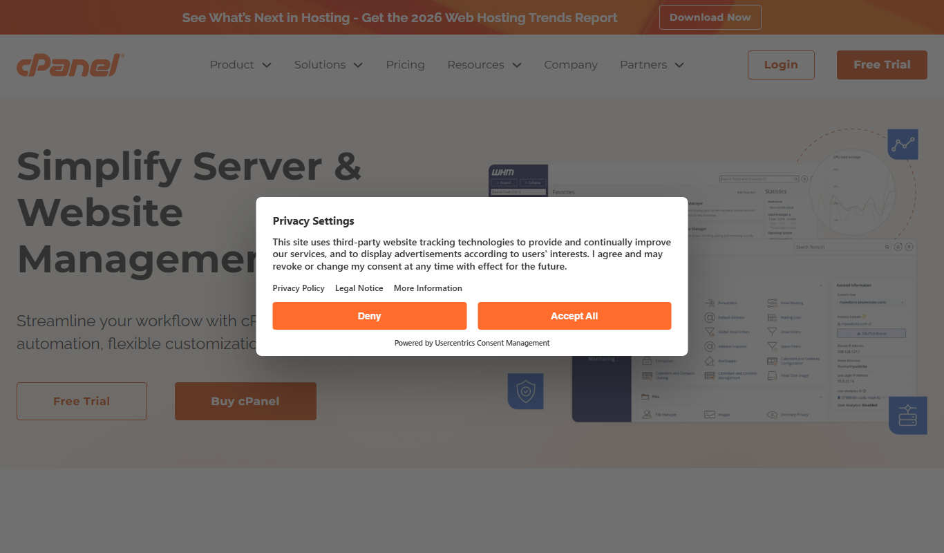 Screenshot of the cPanel interface