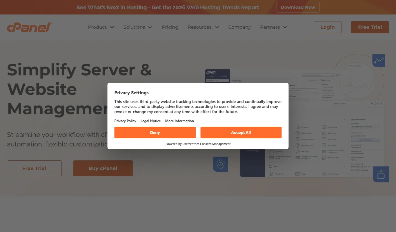 CPanel Web Hosting Control Panel For Server And Website Management