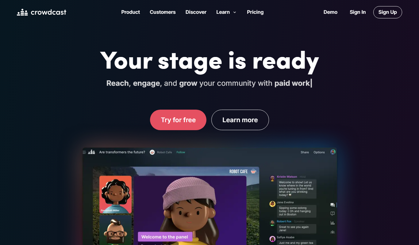 Screenshot of the Crowdcast interface