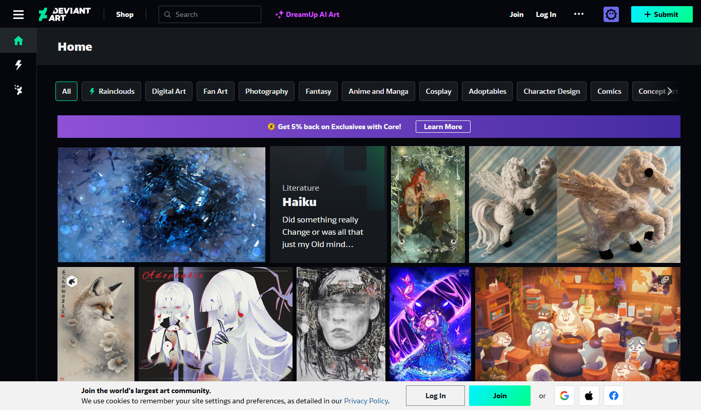 DeviantArt app screenshot