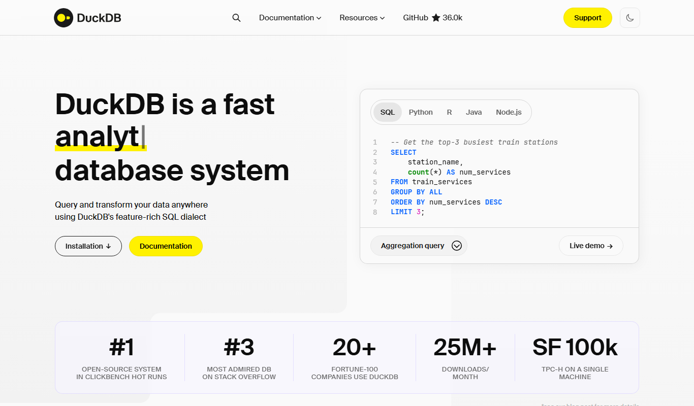 DuckDB app screenshot