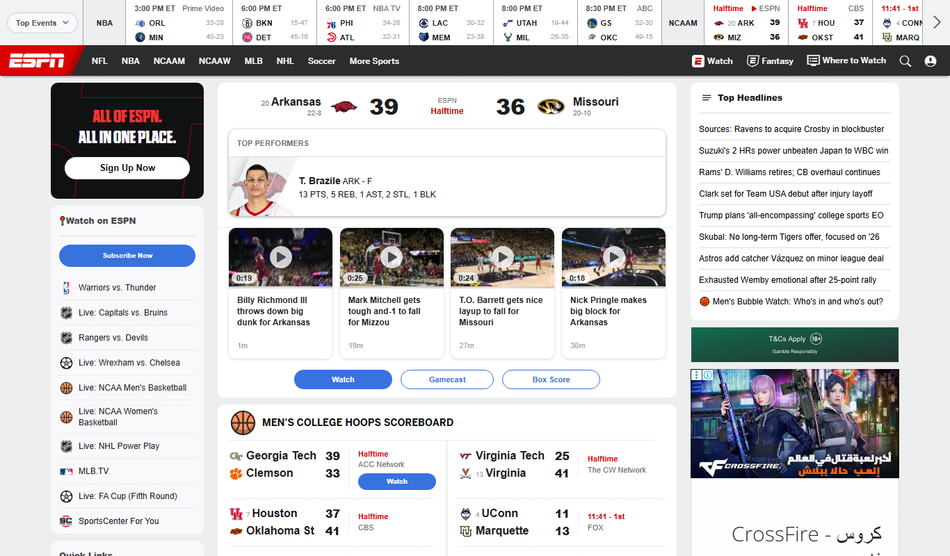 ESPN app screenshot