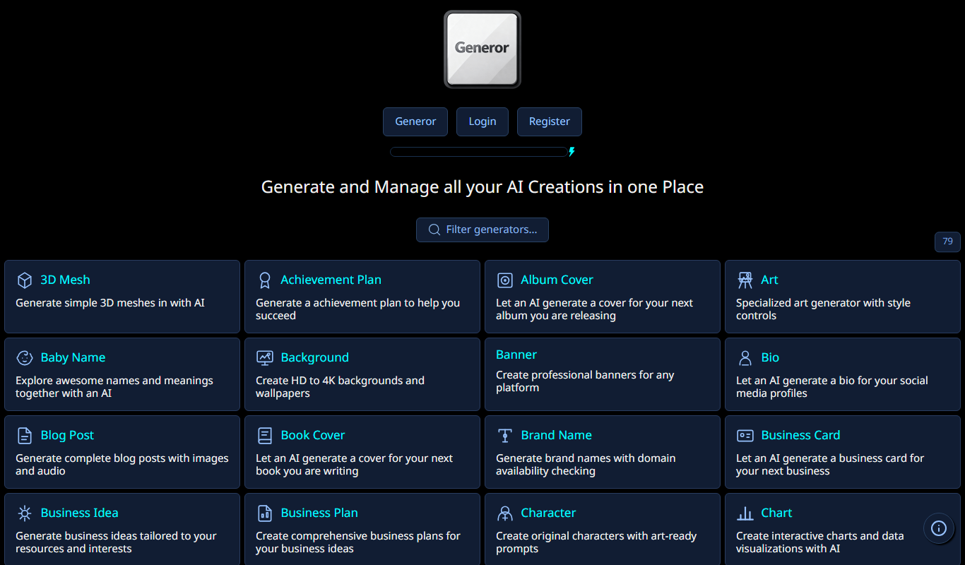Generor app screenshot