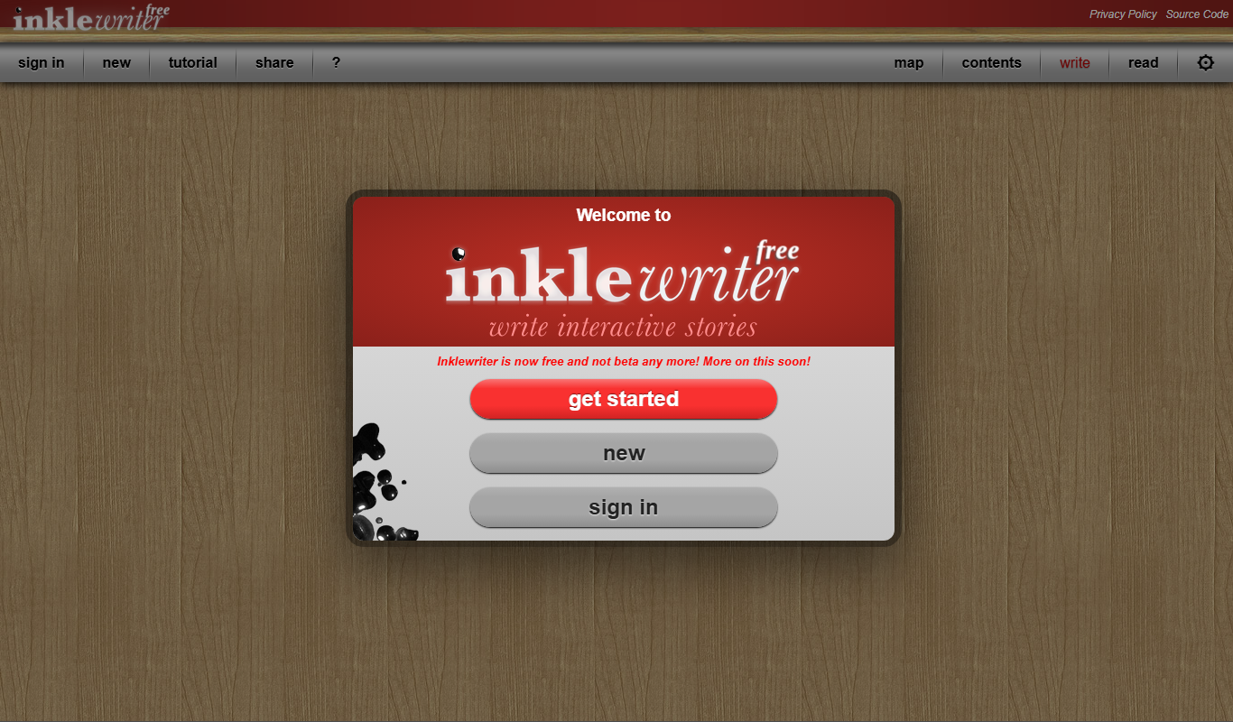 Inklewriter app screenshot