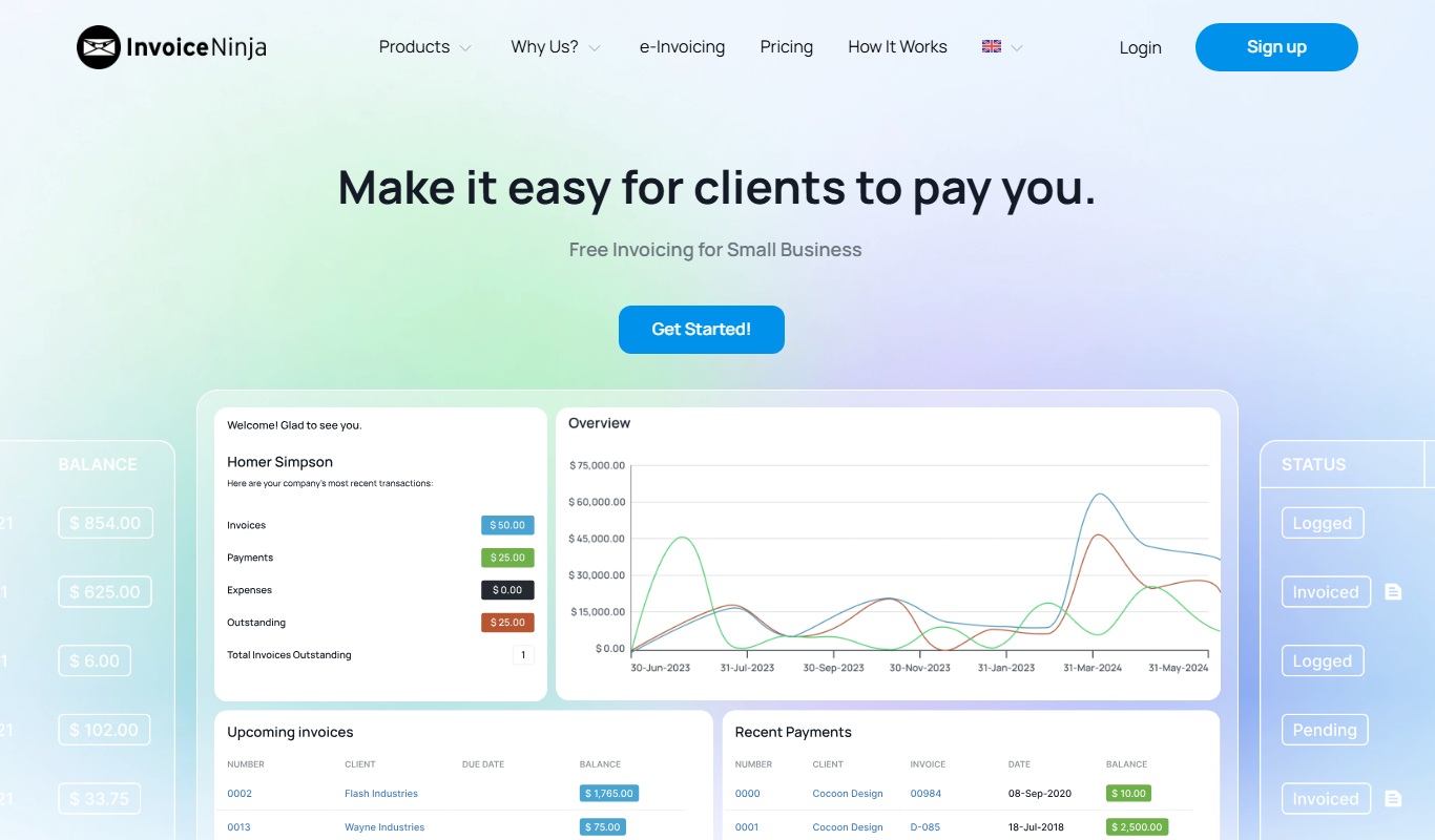 Invoice Ninja app screenshot