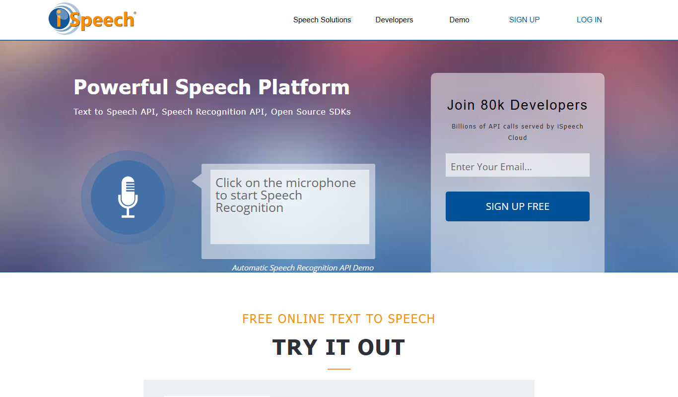 iSpeech app screenshot