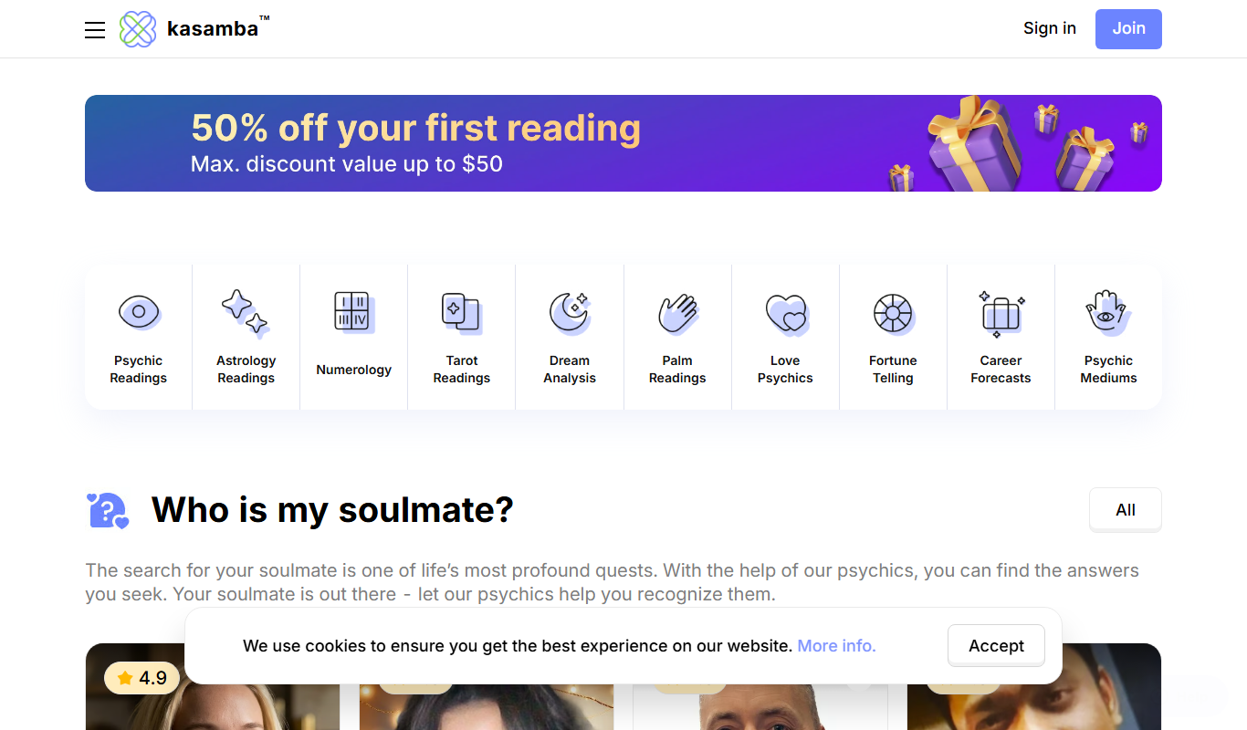 Kasamba Online Psychic app screenshot