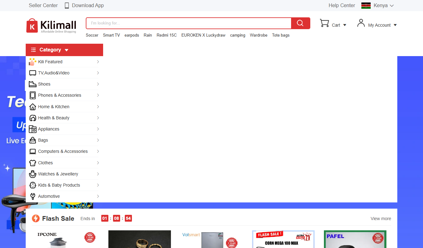 Screenshot of the Kilimall interface