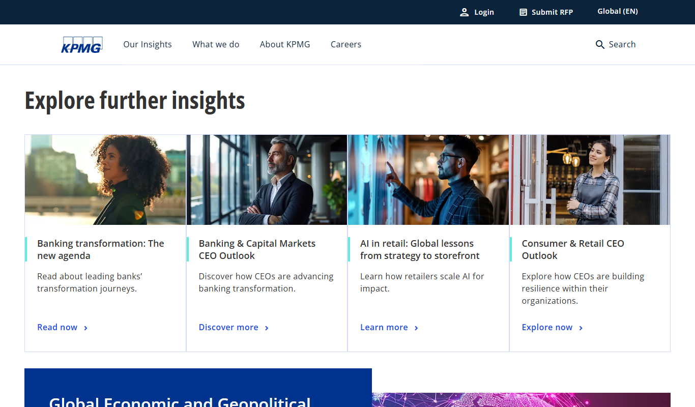 KPMG China interface screenshot highlighting the main features and user experience