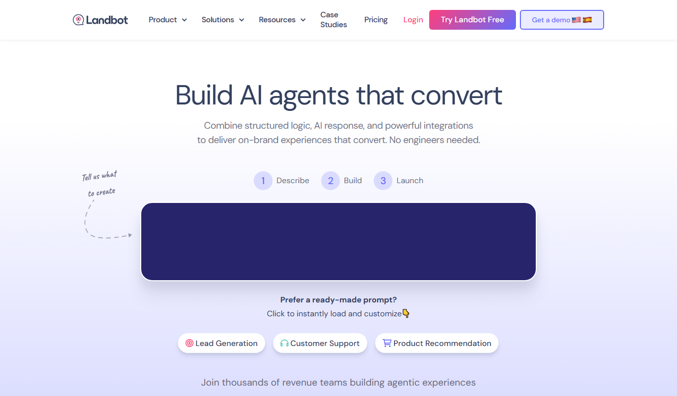 Screenshot of the Landbot AI interface