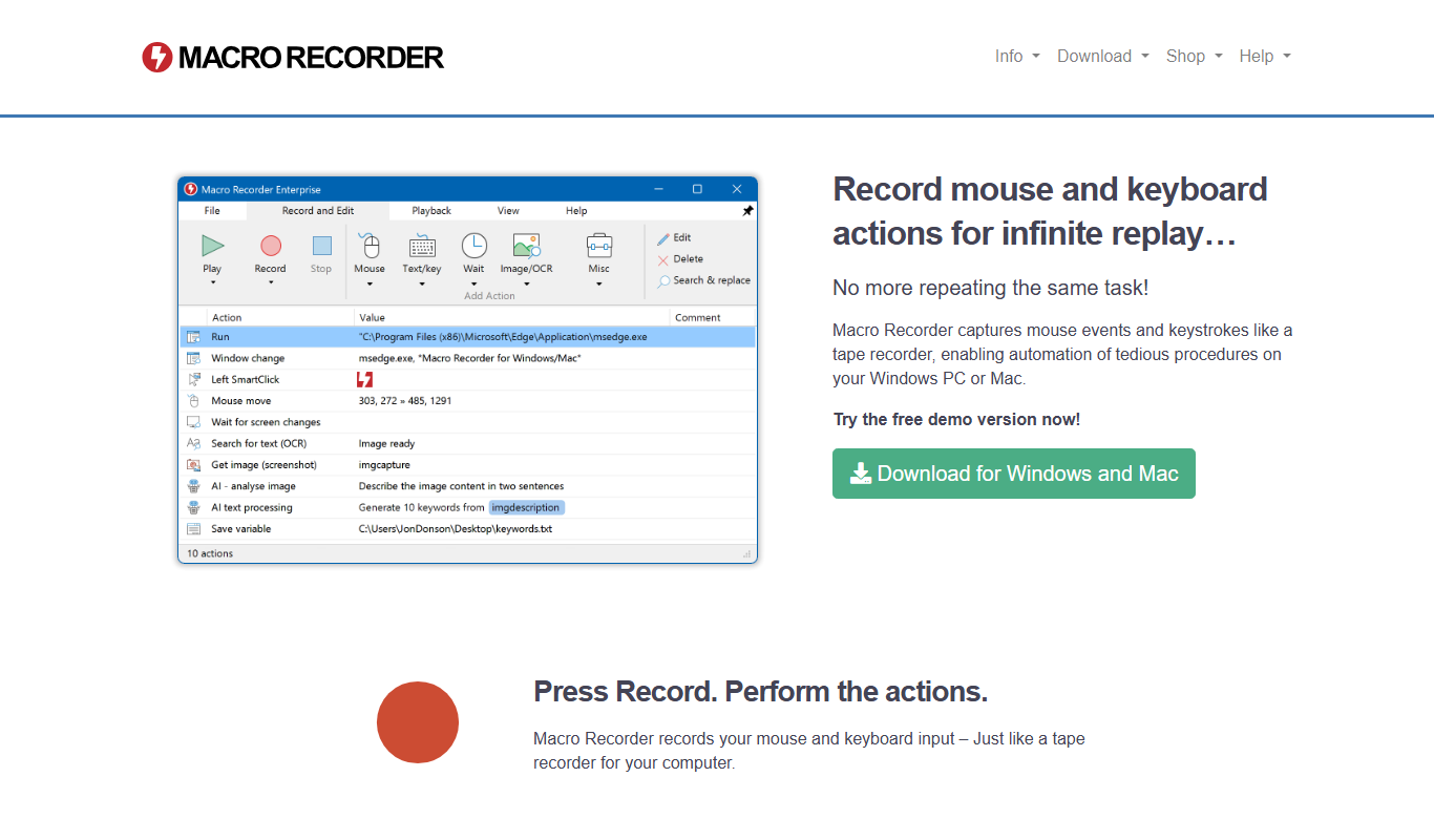 Macro Recorder app screenshot