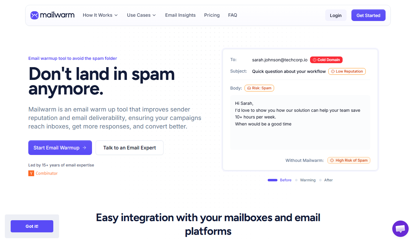 Mailwarm app screenshot