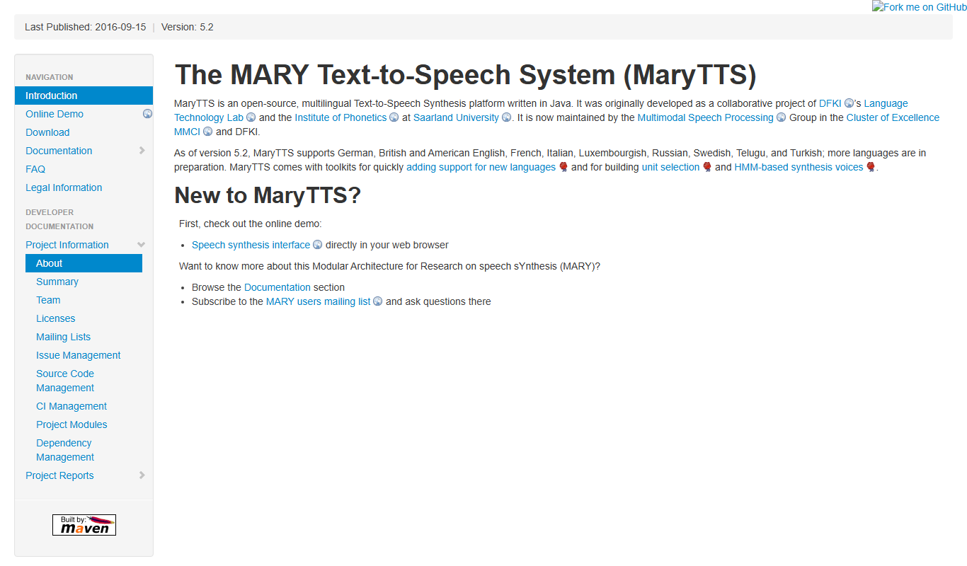 MaryTTS app screenshot