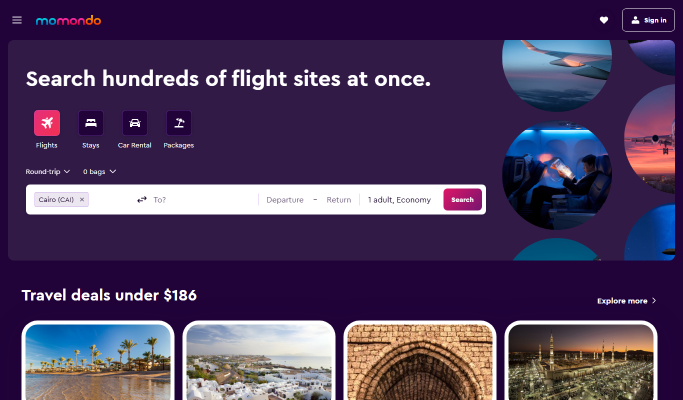 Momondo app screenshot