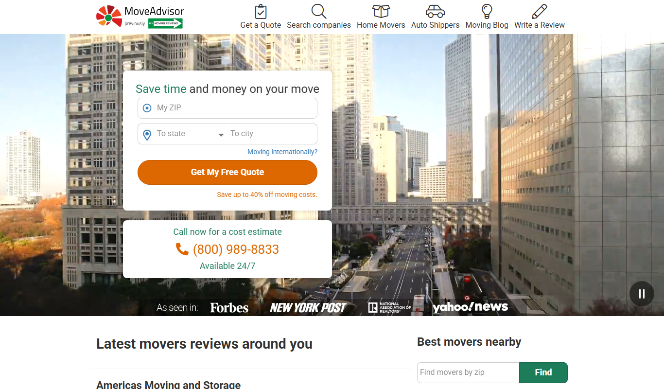 MoveAdvisor app screenshot