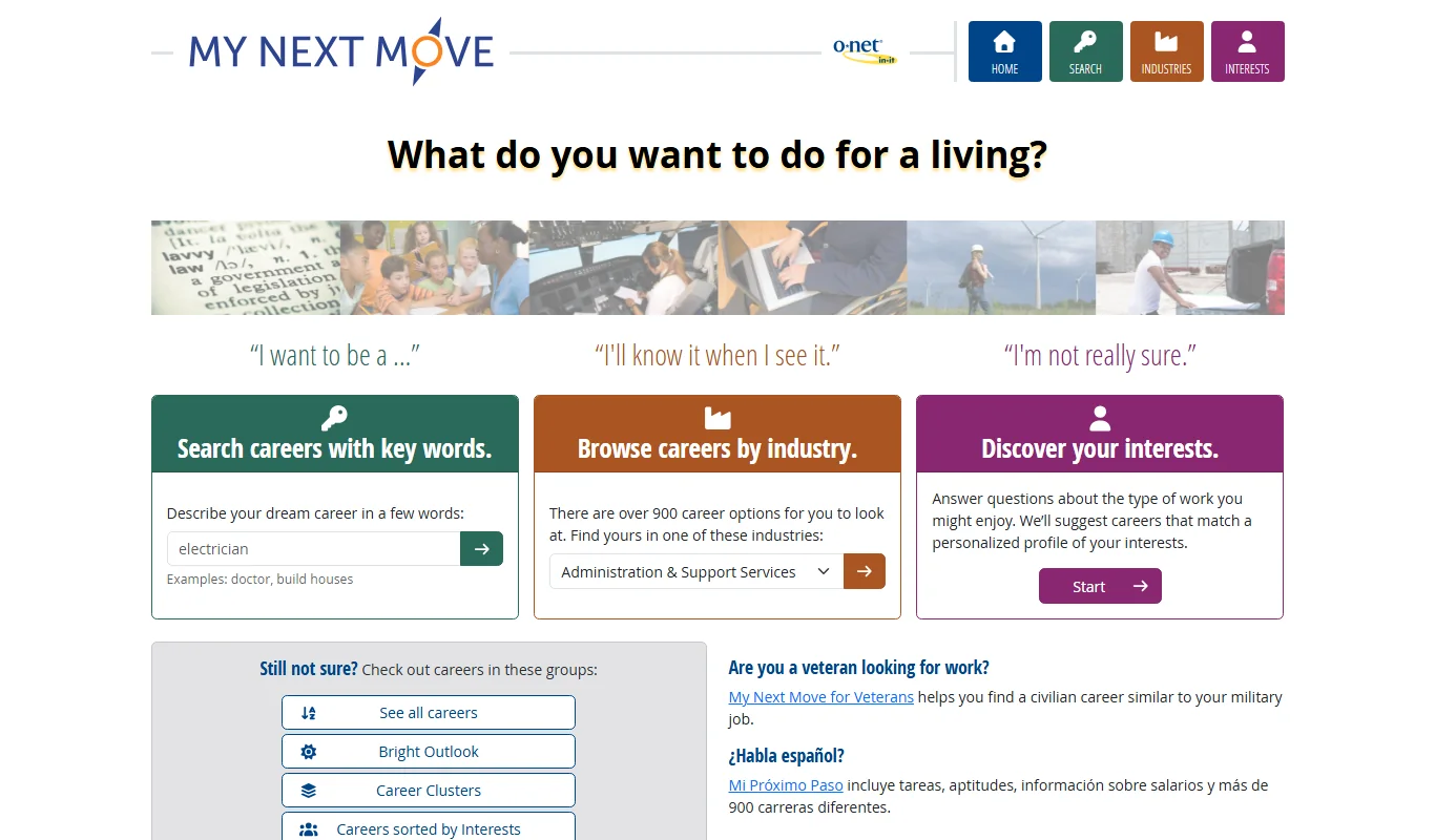 My Next Move Career Exploration Tool With Skills Assessment