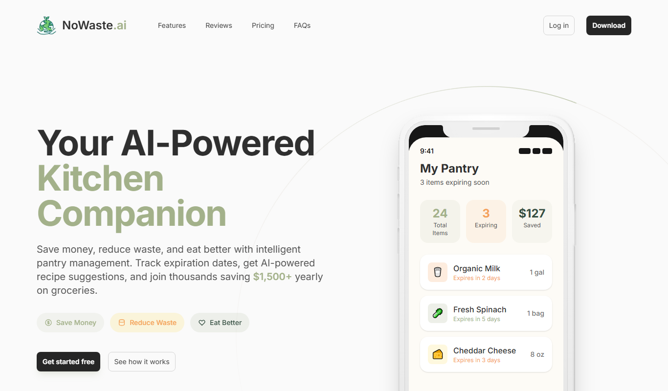 NoWaste app screenshot