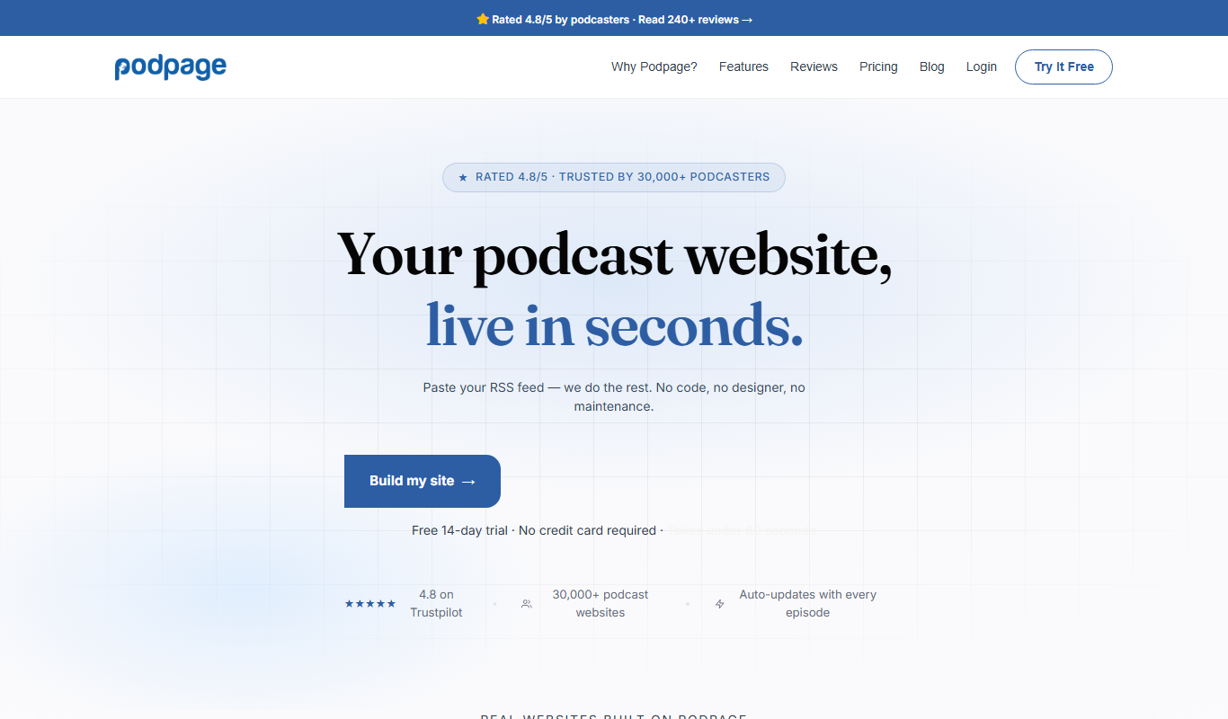 Podpage app screenshot