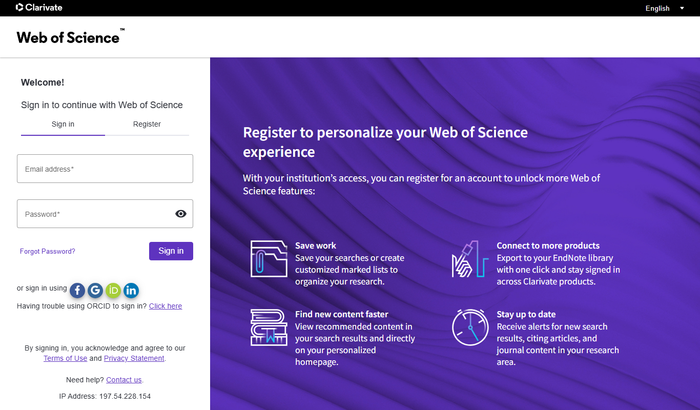 Screenshot of the Publons interface