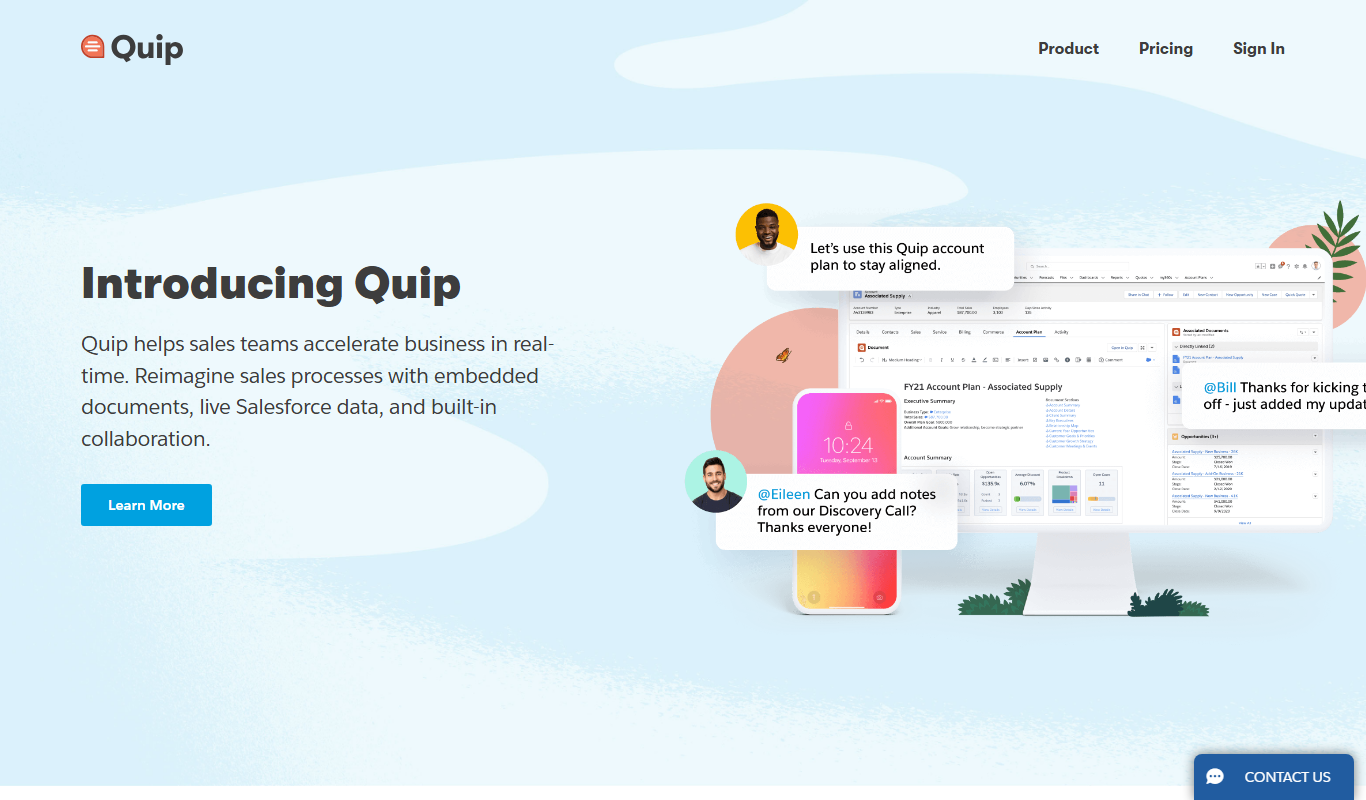 Screenshot of the Quip interface
