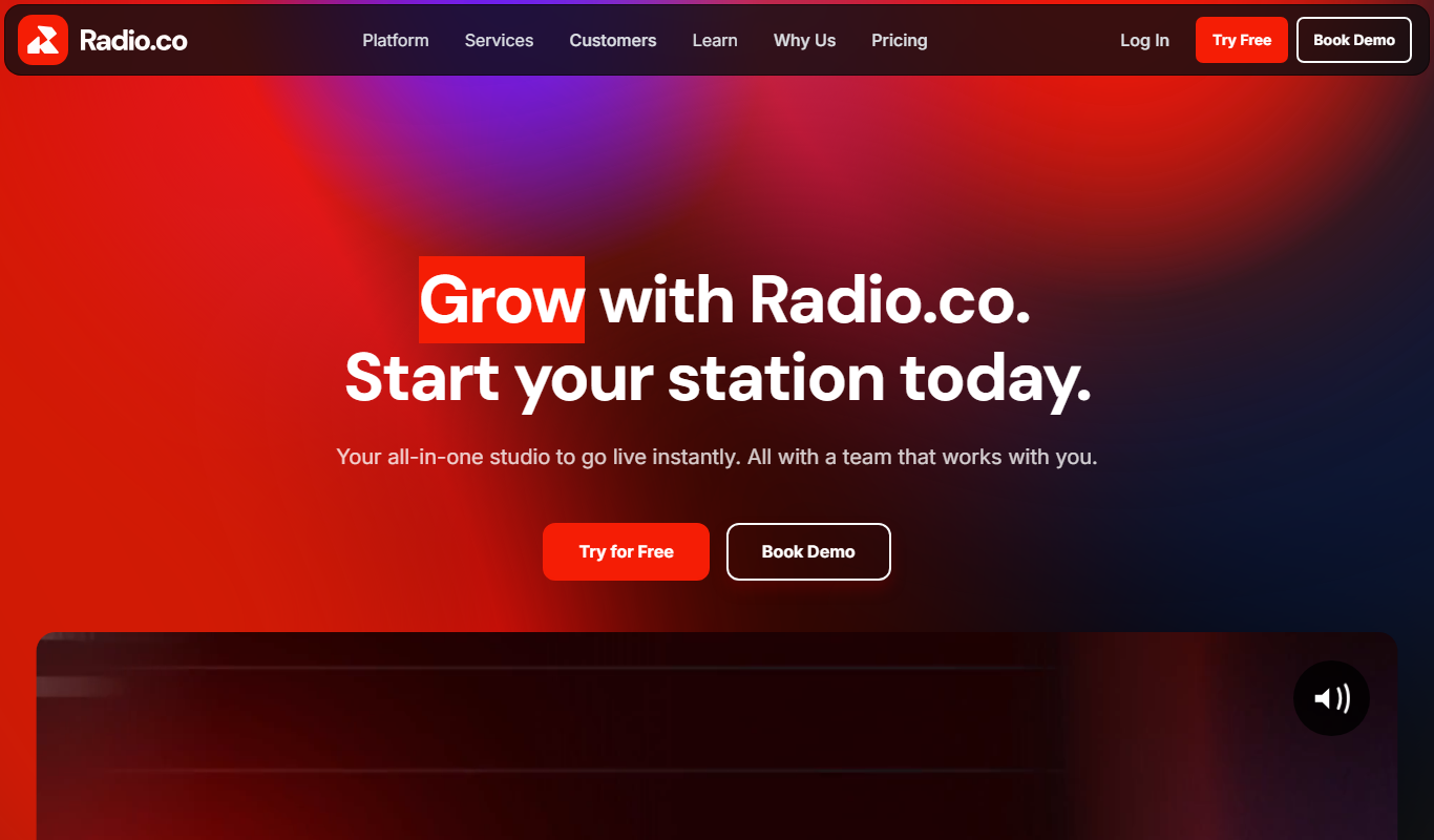 Radio.co app screenshot