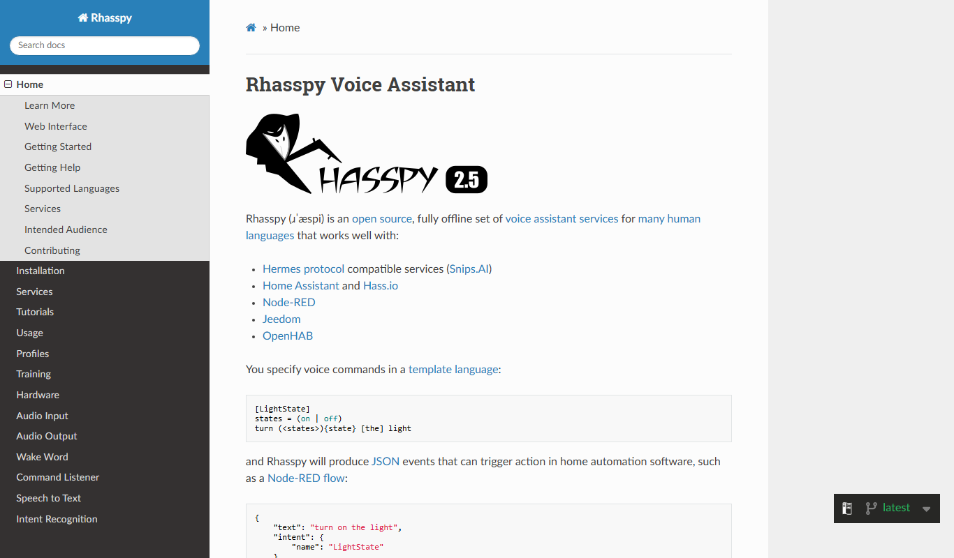 Rhasspy app screenshot
