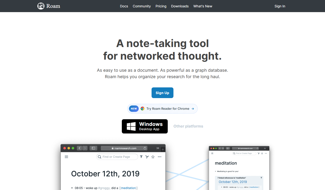 Roam Research app screenshot