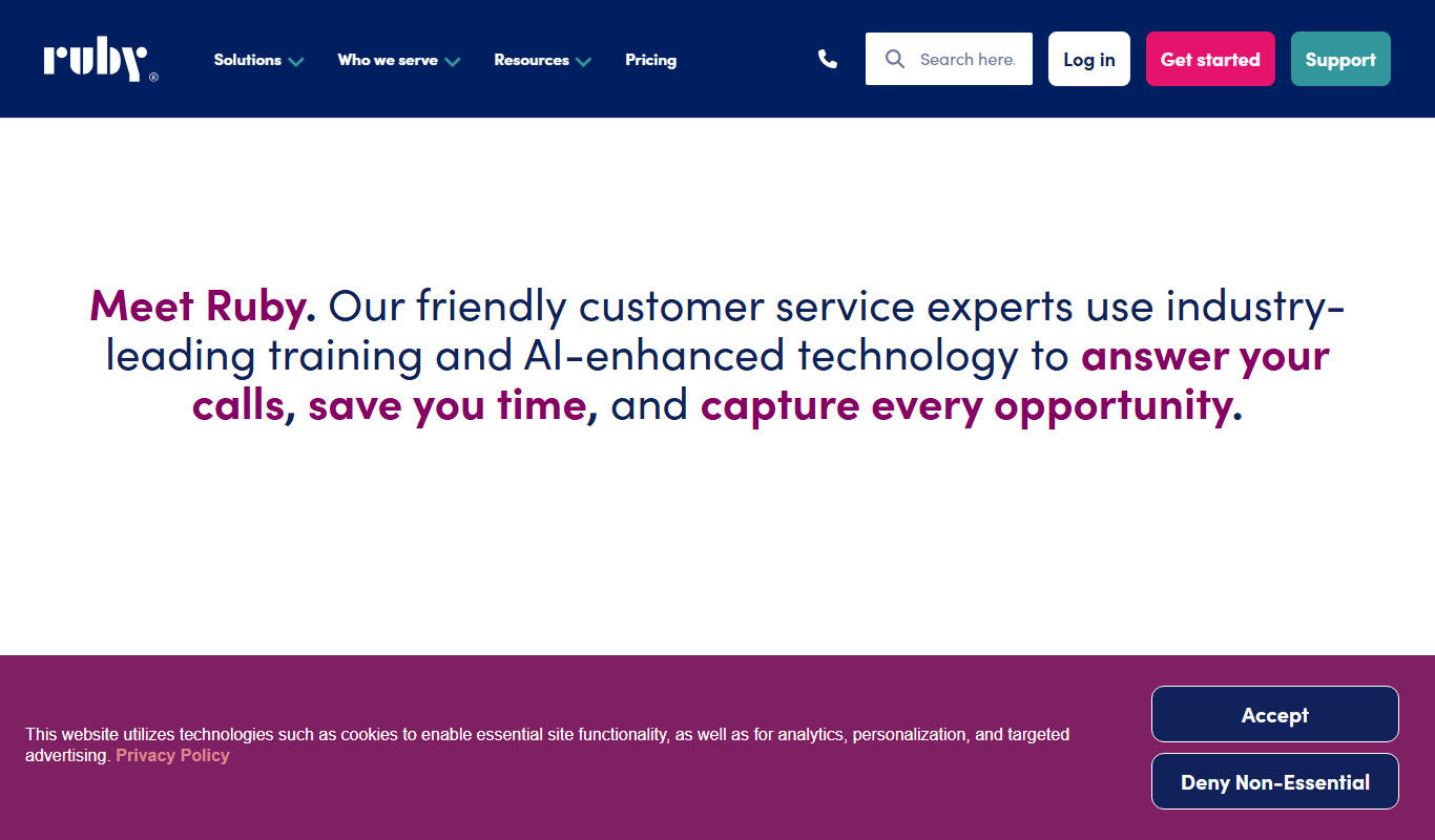 Ruby Receptionists Virtual Receptionist Service For Live Call Answering