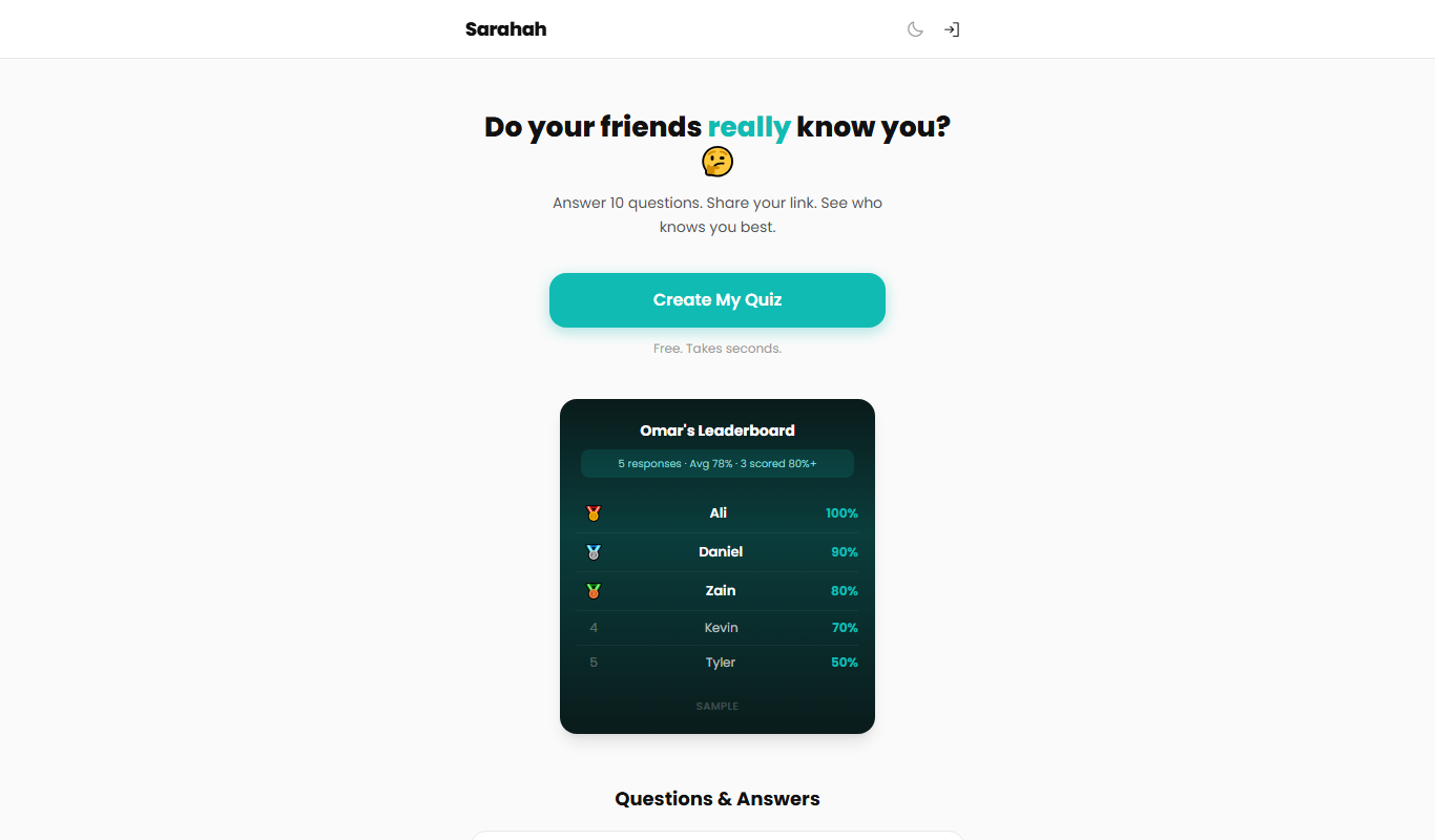 Screenshot of the Sarahah interface