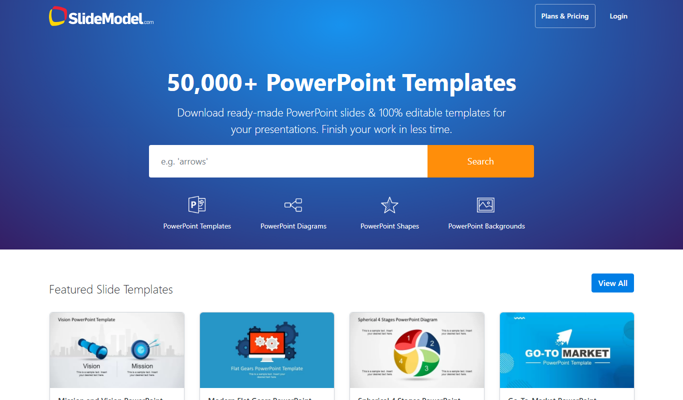 Screenshot of the SlideModel interface