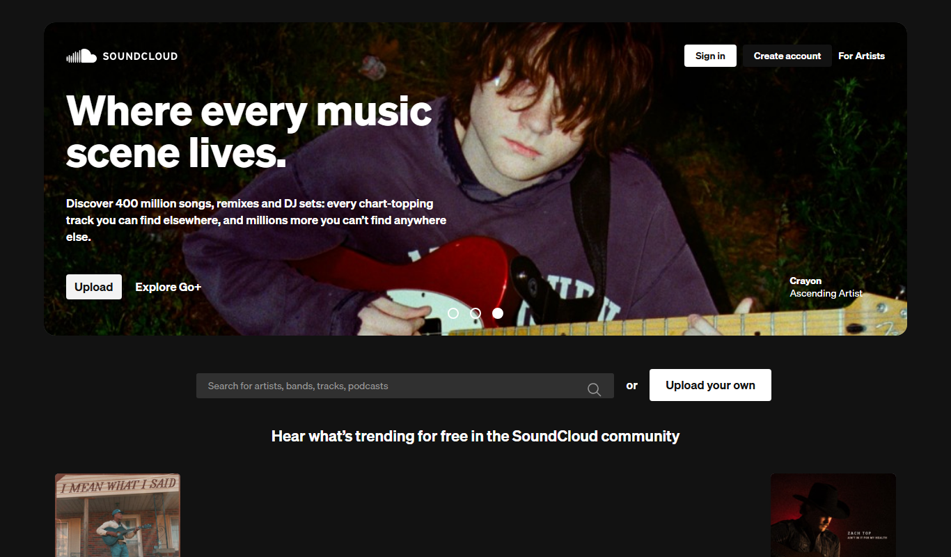 SoundCloud app screenshot